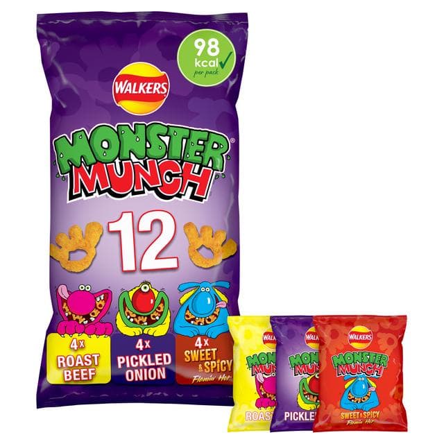 Walkers Monster Munch Variety Multipack Crisps Snacks 12x20g - gallery image 3