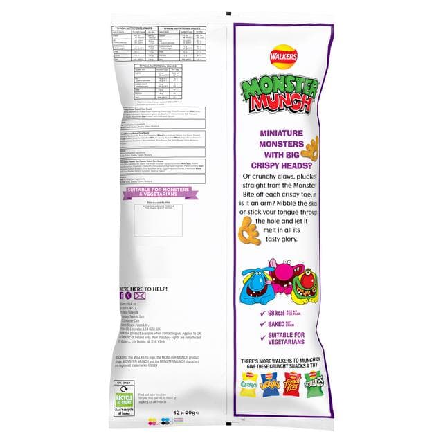 Walkers Monster Munch Variety Multipack Crisps Snacks 12x20g - gallery image 4