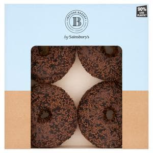Sainsbury's Chocolate Iced Ring Doughnuts x4