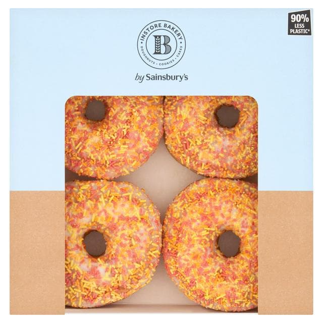 Sainsbury's White Iced Ring Doughnuts x4 - gallery image 1