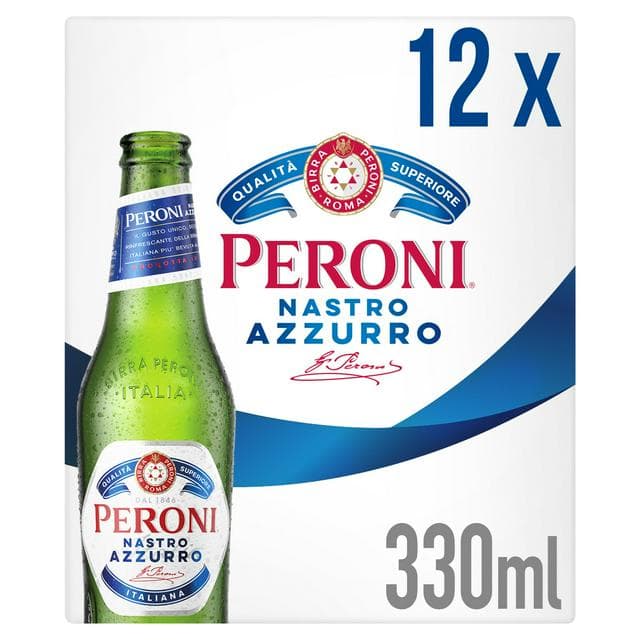 Peroni Nastro Azzurro Beer Lager Bottles 12x330ml - gallery image 1