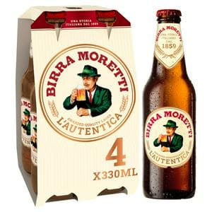 Birra Moretti Lager Beer Bottles 4 x 330ml