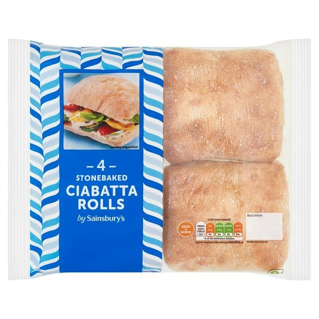 Sainsbury's Stonebaked Ciabatta Rolls x4 - gallery image 1