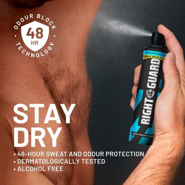 Right Guard Men 48h Antiperspirant Deodorant Cool 250ml - gallery image 3