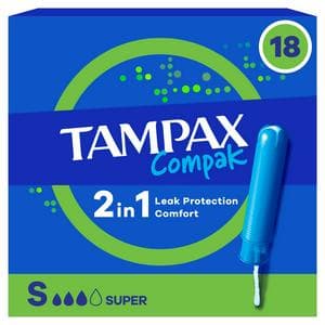 Tampax Compak Super Tampons Applicator x18