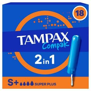 Tampax Compak Super Plus Tampons Applicator x18
