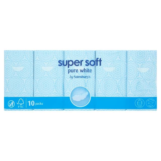 Sainsbury's Super Soft Pocket Tissues 10x10 Sheets - gallery image 1