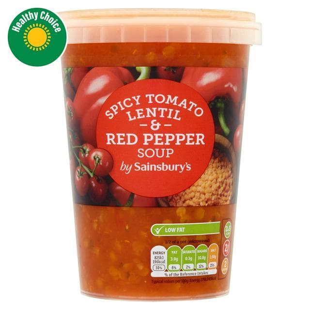 Sainsbury's Spicy Tomato Lentil & Red Pepper Soup 600g - gallery image 1