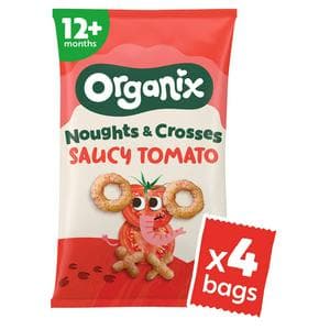 Organix 4 x 15g 12 Months+ Saucy Tomato Noughts & Crosses Organic Multipack Toddler Puffs
