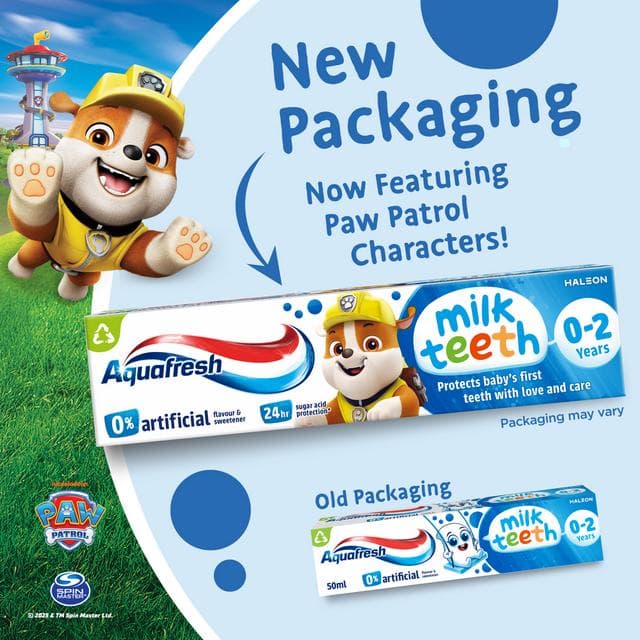 Aquafresh Kids Paw Patrol Milk Teeth Toothpaste 0-2 Years 50ml - gallery image 2