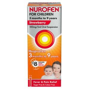 Nurofen for Children Ibuprofen Strawberry Oral Suspension 3 Months to 9 Years 100ml