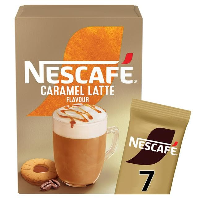 Nescafe Caramel Latte Instant Coffee Sachets x7 119g - gallery image 1