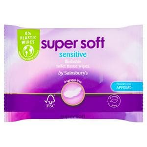 Sainsbury's Super Soft Flushable Moist Toilet Tissue, Sensitive 40 Wipes