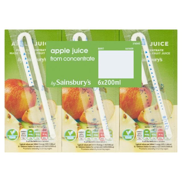 Sainsbury's Pure Apple Juice 6x200ml - gallery image 1
