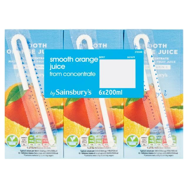 Sainsbury's Pure Orange Juice 6x200ml - gallery image 1