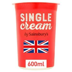 Sainsbury's British Single Fresh Cream 600ml
