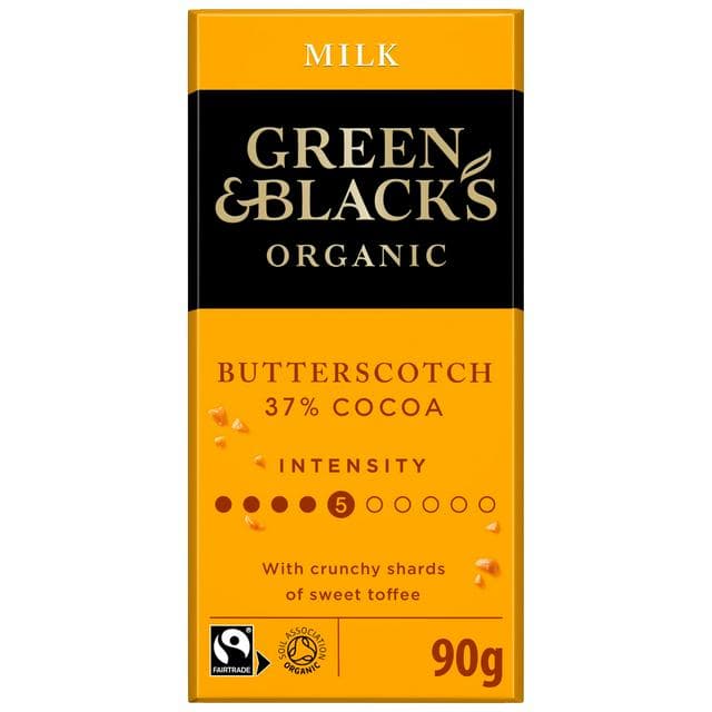 Green & Black's Organic Butterscotch Milk Chocolate Bar 90g - gallery image 1