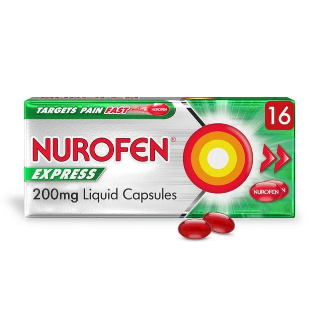 Nurofen Express Ibuprofen Pain Relief Liquid Capsules 16x200mg - gallery image 1