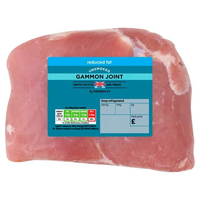 Sainsbury's Reduced Fat Unsmoked Gammon Joint 800g - gallery image 1