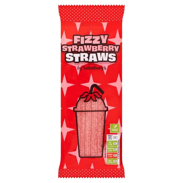 Sainsbury's Fizzy Strawberry Straws Sweets 70g - gallery image 1