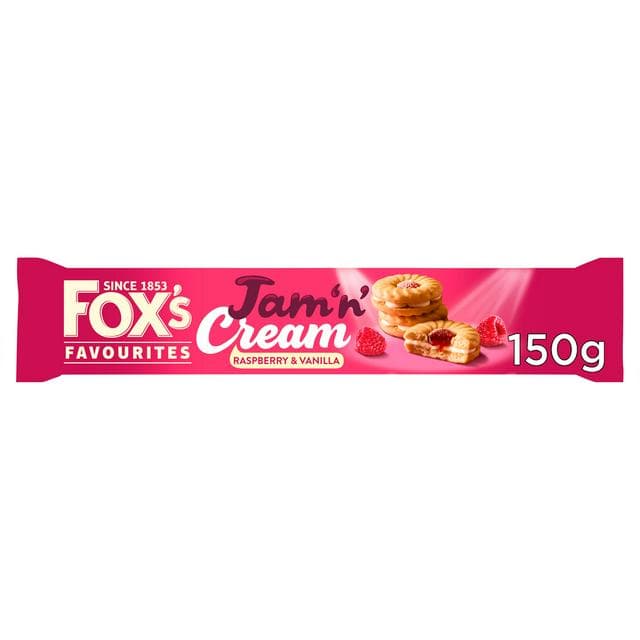 Fox's 150g Biscuits Jam 'n' Cream Raspberry & Vanilla Biscuits - gallery image 1