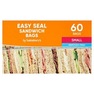 Sainsbury's Sandwich Bags Easy Seal 19, 5x19cm x60