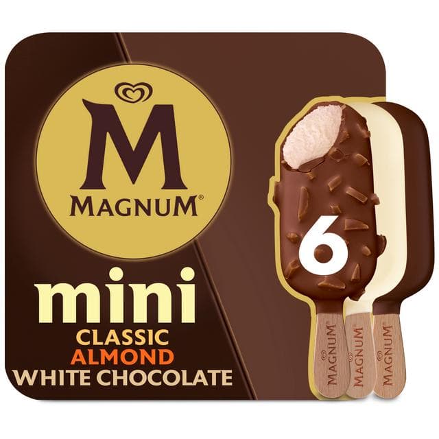 Magnum Mini Classic Almond & White Chocolate Ice Cream Sticks 6x55ml - gallery image 2