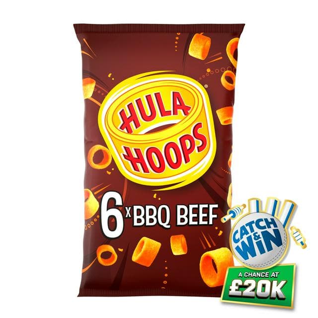 Hula Hoops BBQ Beef Potato Ring Crisps 6x24g - gallery image 1
