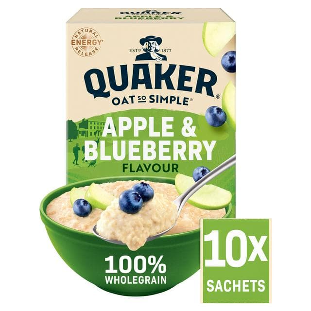 Quaker Oat So Simple Apple & Blueberry Porridge Sachets 10x36g - gallery image 1