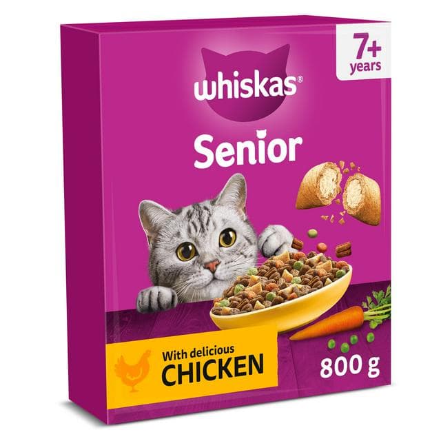 Whiskas Chicken Senior Complete Dry Cat Food 800g - gallery image 1