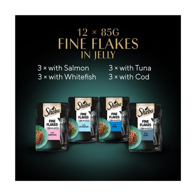 Sheba Fine Flakes Fish in Jelly Wet Cat Food Pouches 12 x 85g - gallery image 3