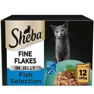 Sheba Fine Flakes Fish in Jelly Wet Cat Food Pouches 12 x 85g