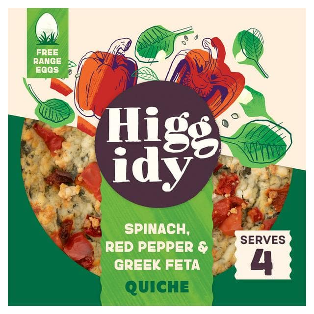 Higgidy Spinach, Red Pepper & Greek Feta Quiche 400g - gallery image 1