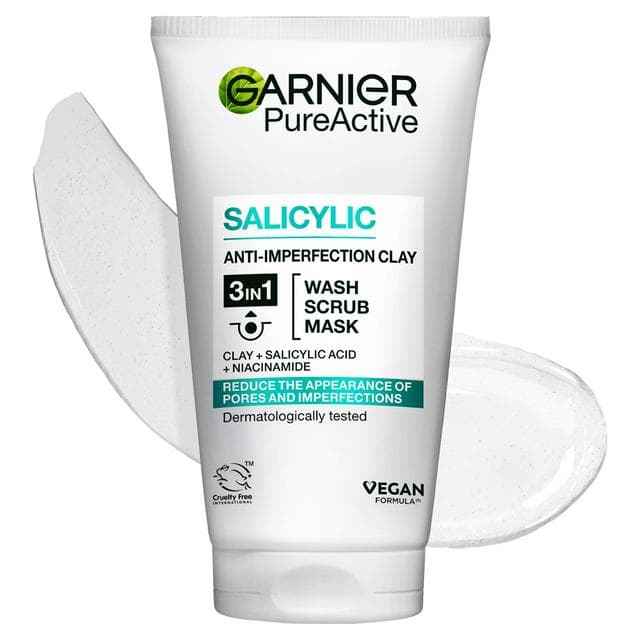 Garnier Pure Active 3in1 Clay Mask Wash Scrub for Oily Skin 150ml - gallery image 1