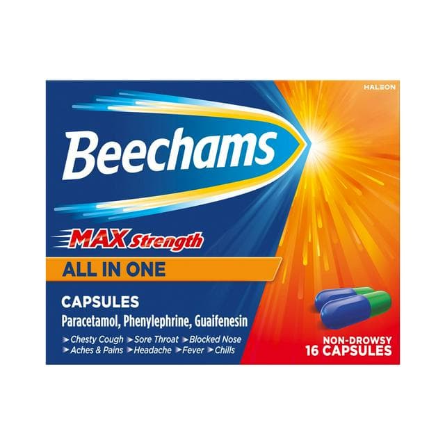 Beechams Max Strength All in One Cold & Flu Capsules x16 - gallery image 1