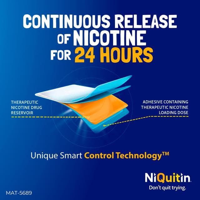 NiQuitin Clear Patch Step 1 Quit Smoking Aid - 14 Nicotine Patches for 2 Weeks Treatment 21mg - gallery image 6