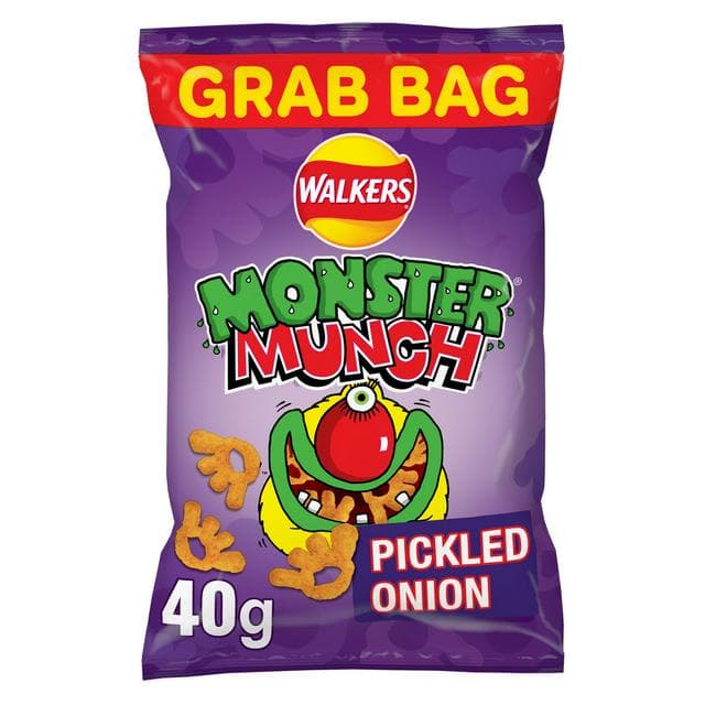 Walkers Monster Munch Pickled Onion Snacks Grab Bag Crisps 40g - gallery image 1