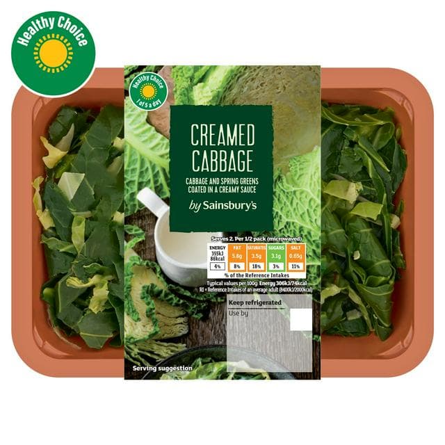 Sainsbury's Creamed Green Cabbage 250g (Serves 2) - gallery image 1