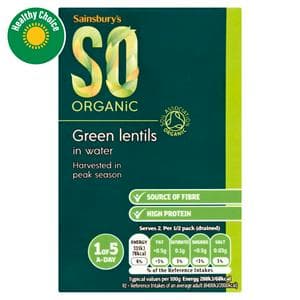 Sainsbury's Green Lentils, SO Organic 380g (230g*)