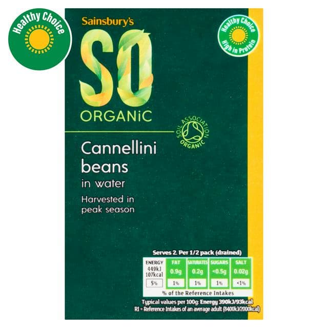 Sainsbury's Cannellini Beans Carton, SO Organic 380g (230g*) - gallery image 1