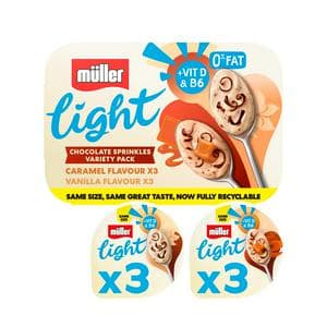 Muller Light Fat Free Yogurts With Chocolate Sprinkles 6x140g