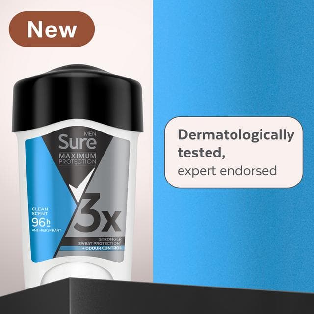 Sure Men Maximum Protection Anti-Perspirant Cream Stick Deodorant, Clean Scent 45ml - gallery image 2
