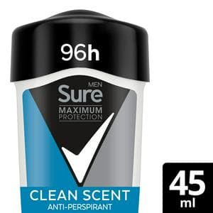 Sure Men Maximum Protection Anti-Perspirant Cream Stick Deodorant, Clean Scent 45ml