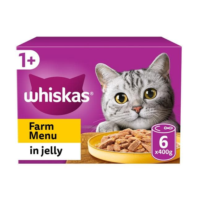 Whiskas Farm Menu in Jelly Adult Wet Cat Food Tin 6 x 400g - gallery image 1