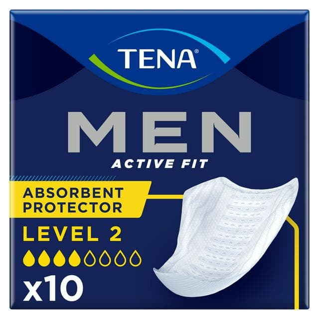 TENA Men Active Fit Absorbent Protector Level 2 Incontinence Pad x10 - gallery image 1