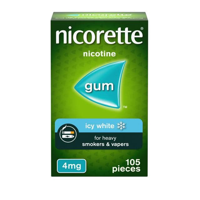 Nicorette Icy White Gum Pieces Quit Smoking Aid x105 4mg - gallery image 1