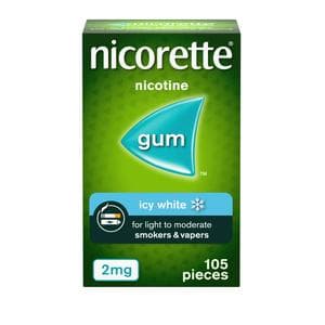 Nicorette Icy White Gum Pieces Quit Smoking Aid x105 2mg