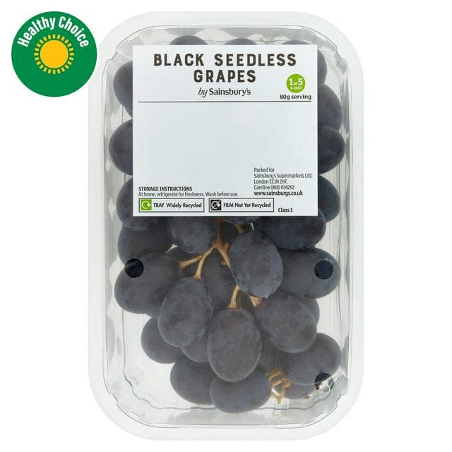 Sainsbury's Black Seedless Grapes 500g - gallery image 1