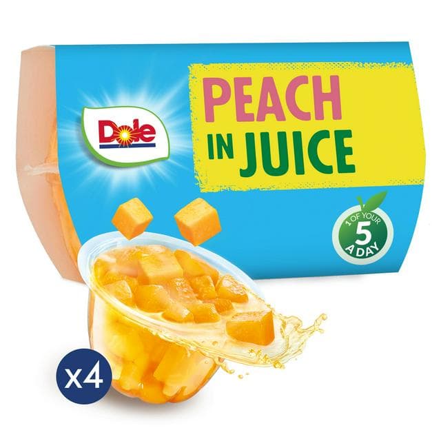Dole Peaches In Juice Fruit Snacks 4x113g - gallery image 1
