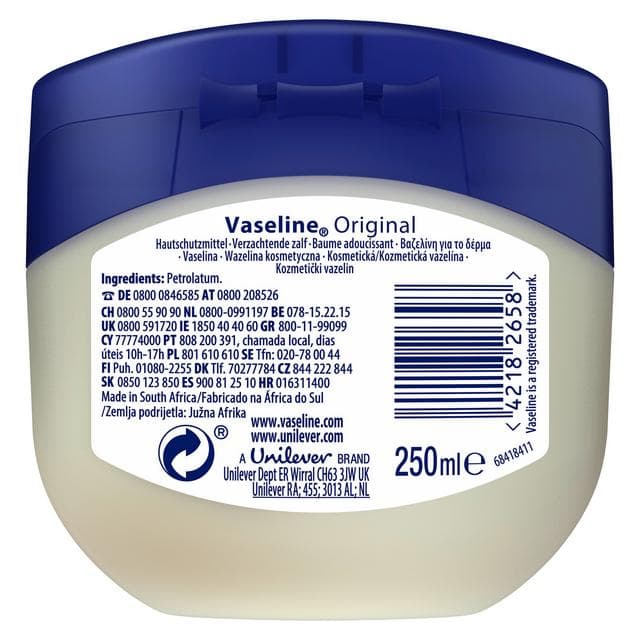 Vaseline Original Petroleum Jelly Moisturiser Locks in Moisture & Heals Dry Skin 250ml - gallery image 5